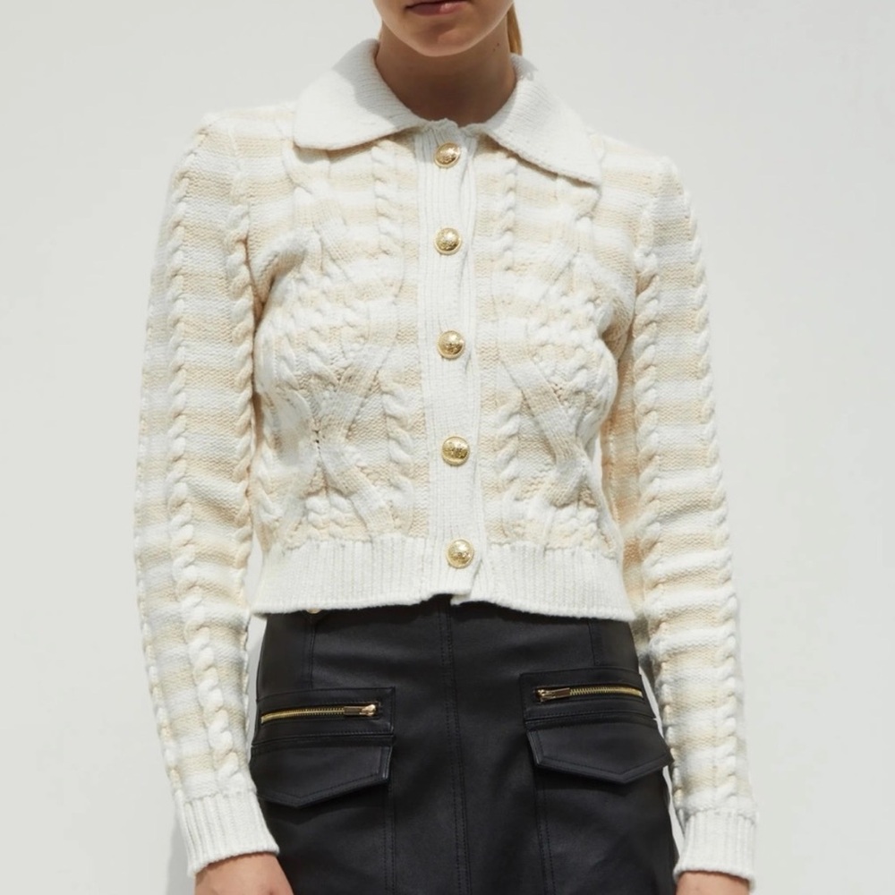Derek Lam Ivory Cable Knit Cardigan